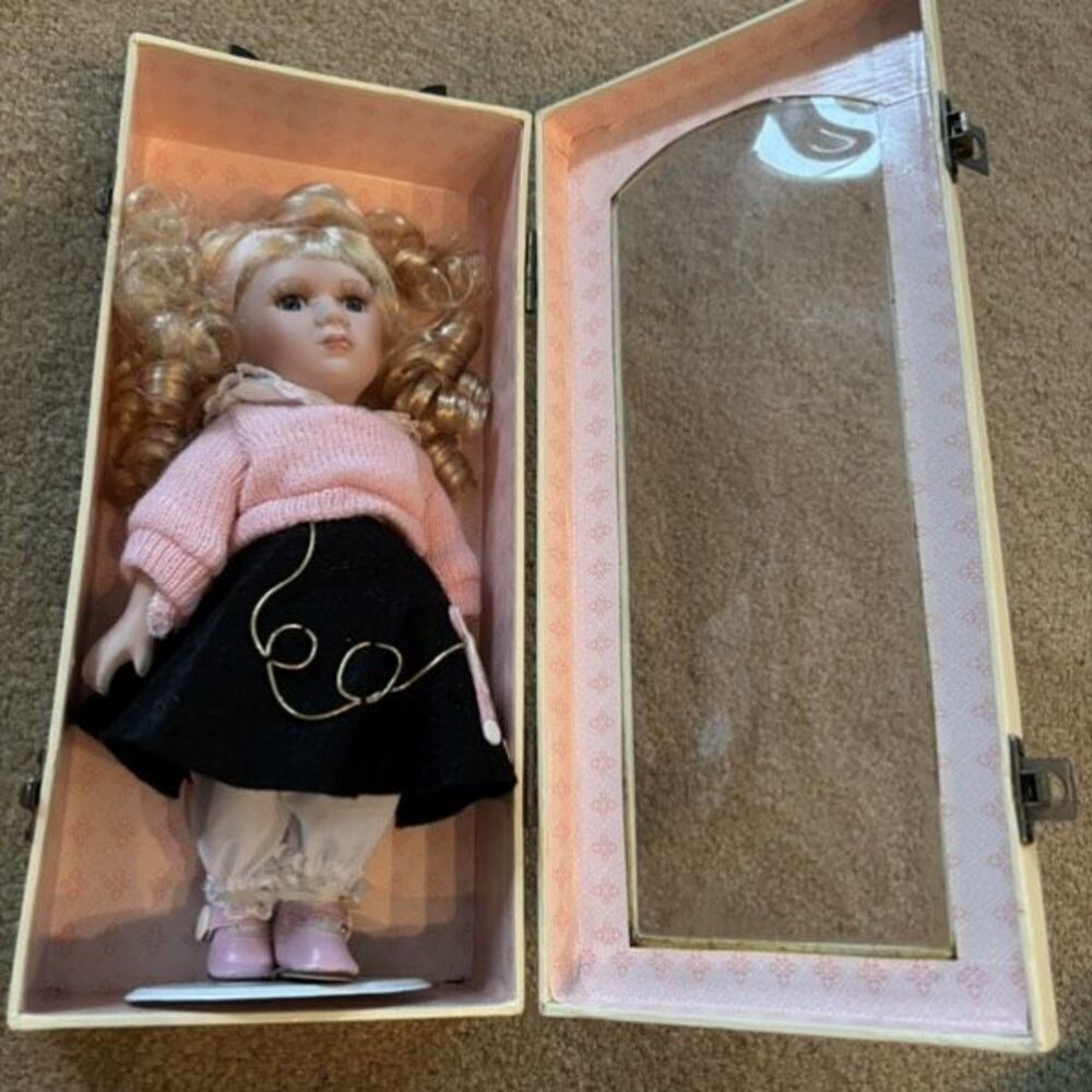 CVS Pharmacy 12” Blonde Haired Porcelain Doll In Carry Case